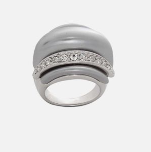 New Kenneth Jay Lane Silver Tone Grey Basilica Ring.